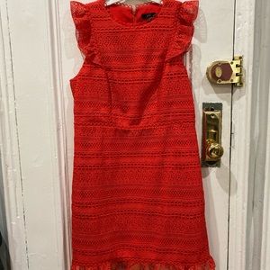 J. Crew Cap Sleeve Ruffle Dress in Mixed Lace